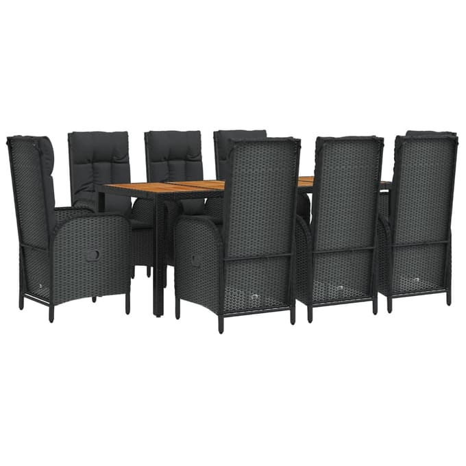 vidaXL - 9-delige - Tuinset - poly - rattan - zwart