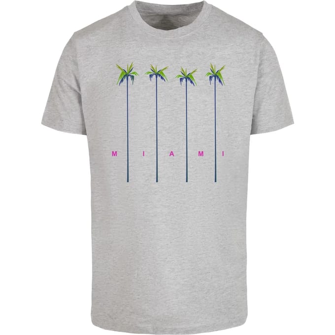 Mister Tee - Miami Palms Heren T-shirt - S - Grijs