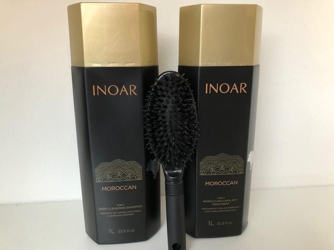 Inoar marokaanse Keratine &GRATIS BORSTEL MOROCCAN  Keratin BEHANDELING 2X1000ML