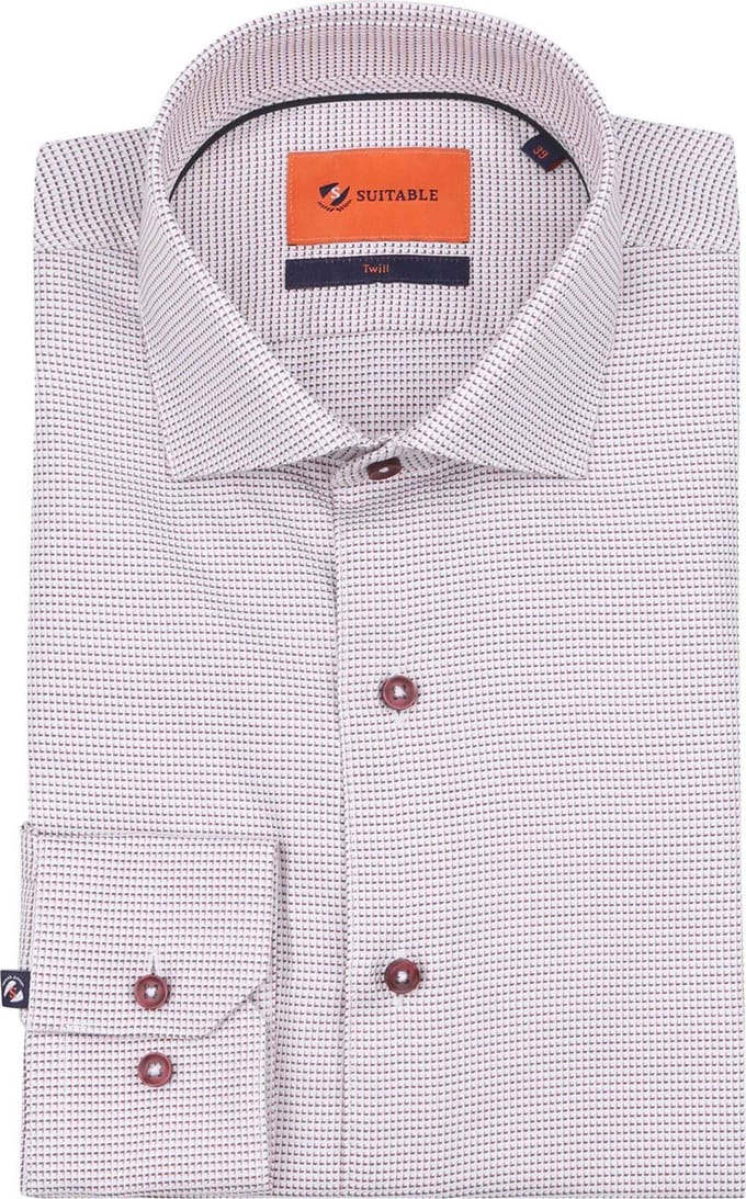 Suitable Overhemd Print Rood Hook - Maat 39 - Heren - Overhemden Formeel