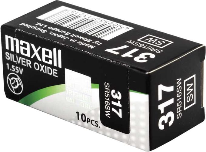Maxell 317 / SR 516 SW Silver Oxide horlogebatterij 10 Stuks