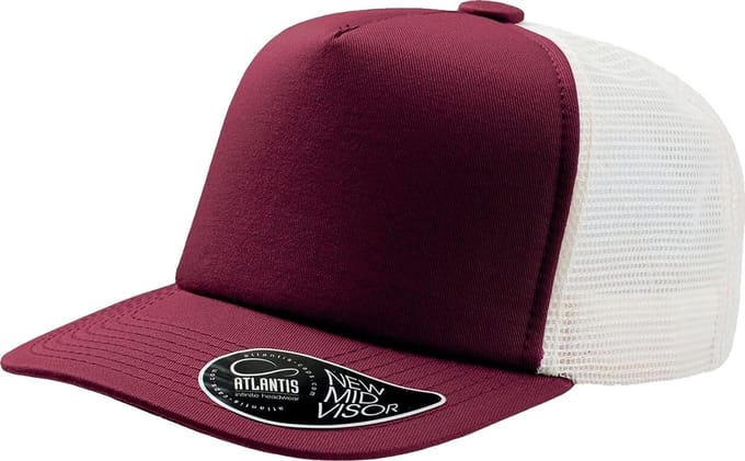 Atlantis Mid Visor 5 Panel Trucker Cap opnemen (Bourgondië)