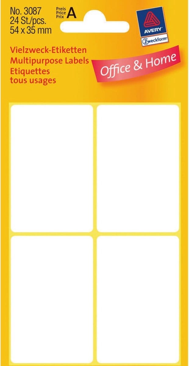Etiket wit 54x35mm pak a 10 stuks