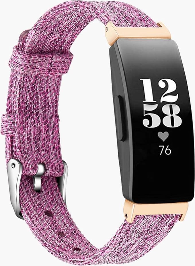KELERINO. Denim bandje geschikt voor Fitbit Inspire (HR) - Lila