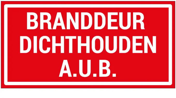 Branddeur dichthouden aub sticker | 20 x 10 cm