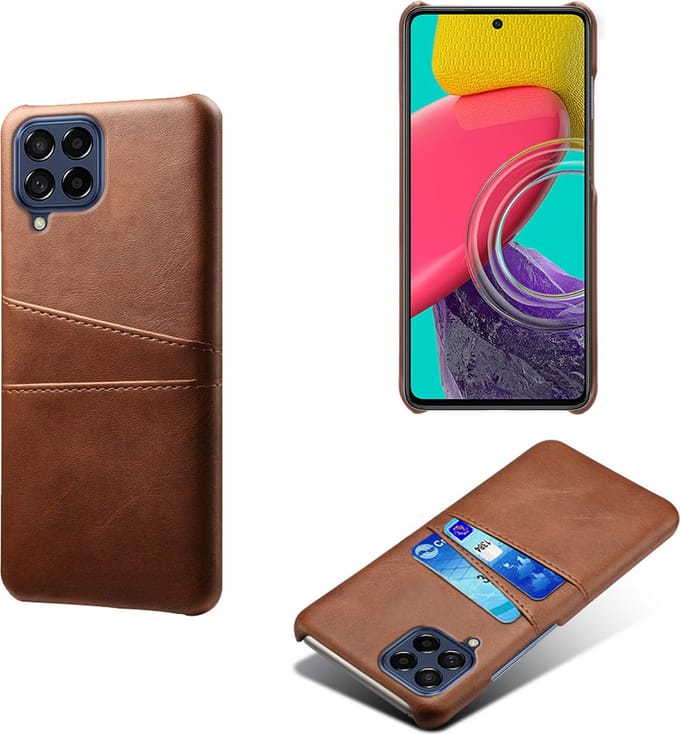 Backcover met Opbergvakjes + PMMA Screenprotector voor Galaxy M53 _ Donkerbruin