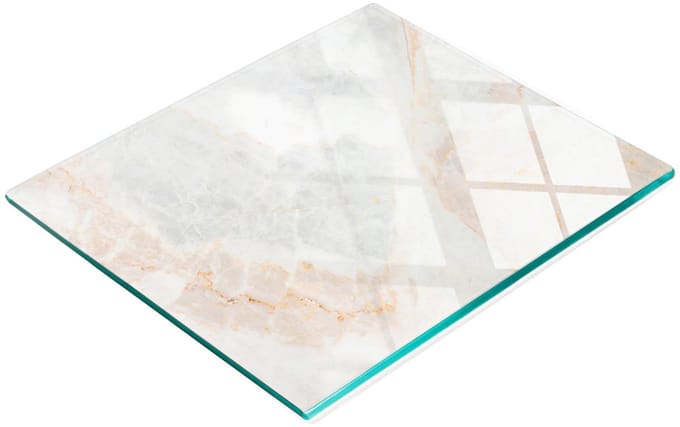 Keuken serveerplank van gehard glas met marmerprint, 60x52 cm