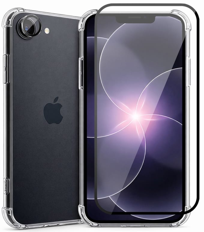 Hoesje geschikt voor iPhone 17e - Screenprotector Volledig Dekkend Glas & Camera Protector - Shockproof Transparant
