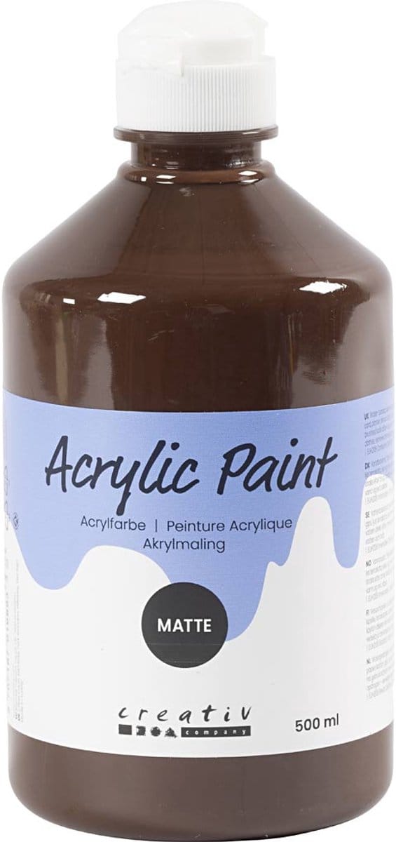 Acrylverf Mat, bruin, 500 ml/ 1 fles