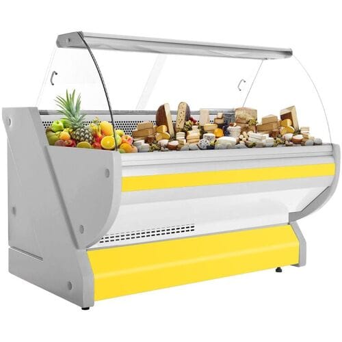 GGM Gastro Kühl-/ Fleischtheke - 1700mm - Gelb - mit Fleischlicht & beleuchteter Frontblende