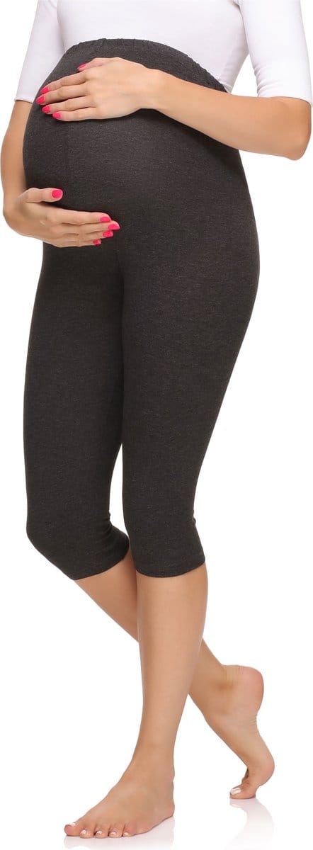 Merry Style Dames Leggings - Zwangerschapskleding - Capri - Viscose - MS-MS10-298-LE - Donkermelee - S