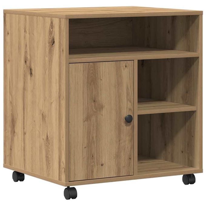 vidaXL - Printerstand - artisanaal - eikenkleurig - 60 - x - 50 - x - 67 - cm