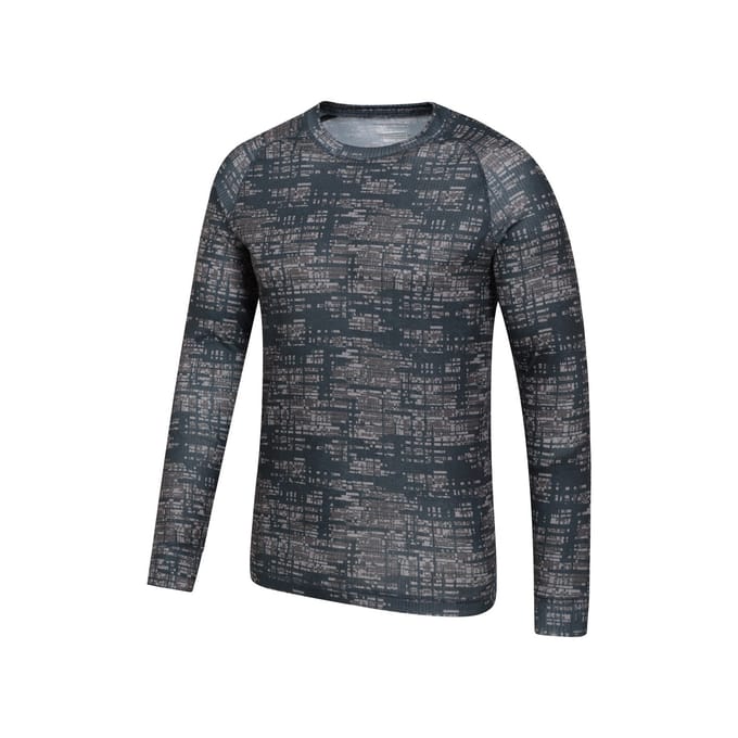 Mountain Warehouse Heren Talus Bedrukte Thermo Top met Lange Mouwen (Zwart)