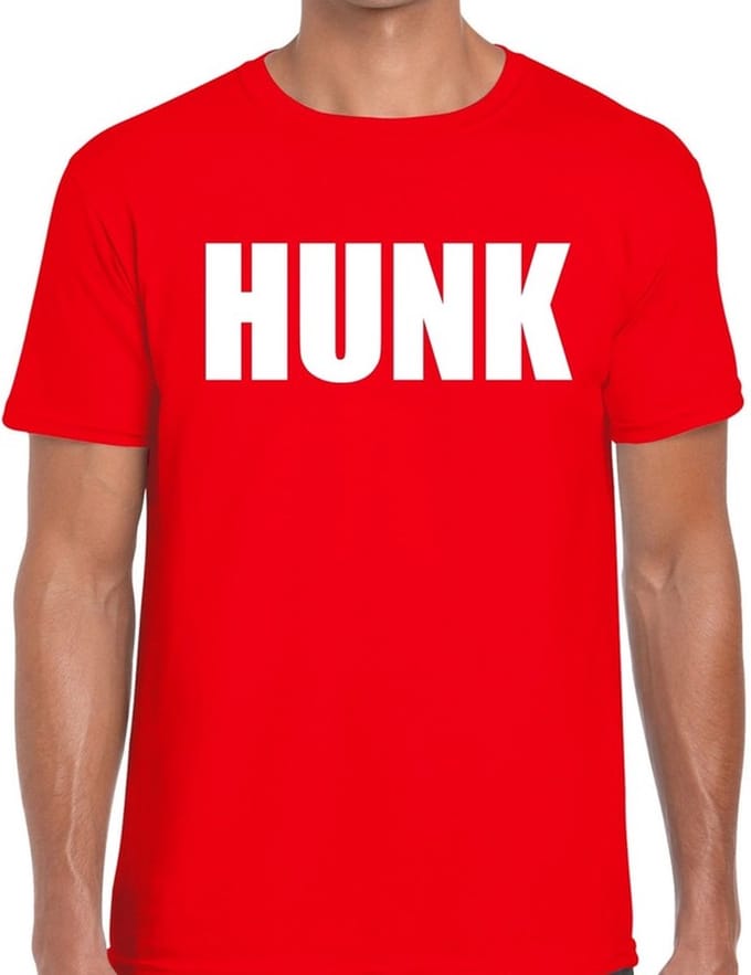 Hunk tekst t-shirt rood heren XXL