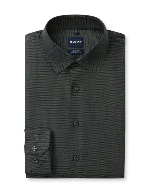 OLYMP No. Six Overhemd, Super Slim, Kent, Grijsgroen