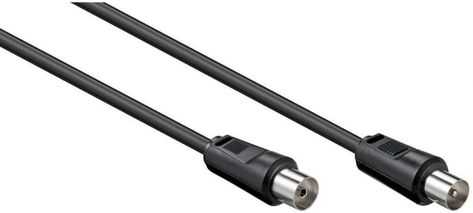 Goobay Antennekabel van 50 cm zwart, dubbel afgeschermd, met vergulde contacten