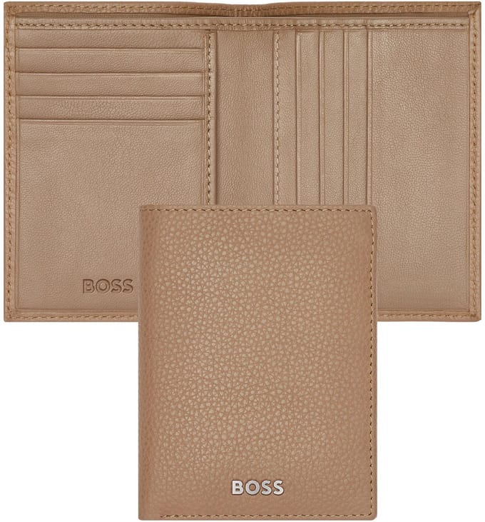 HUGO BOSS Leren Kaarthoes Classic Grained Card Case Camel Lichtbruin