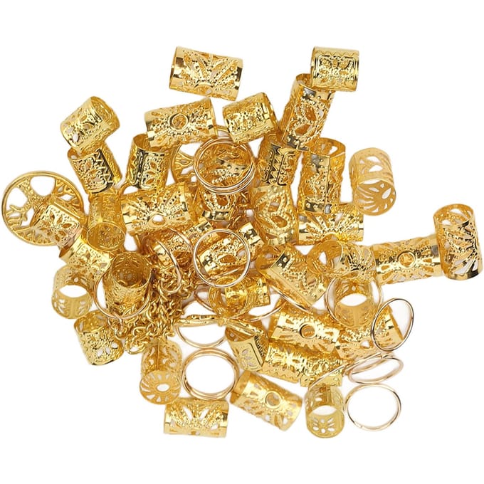 Dreadlock Sieraden Goud Hol Uit Exquise Haarvlecht Manchetten Ringen DIY Dreadlock Accessoires beige