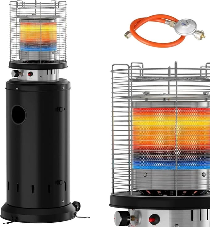 Wildor® Terrasverwarmer - Buiten - Gaskachel - Keramische Warmte - Garage Verwarming - Zwart