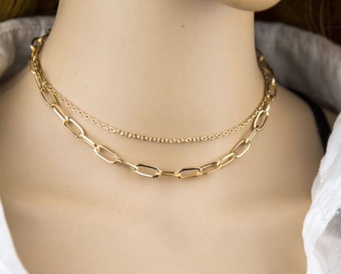 2 Lagen ketting | goud gekleurd