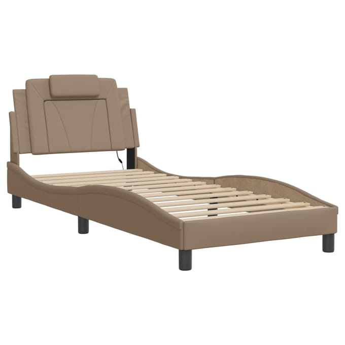 vidaXL - Bedframe - "Viana" - met - LED - zonder - matras - cappuccino - 80x200 - cm