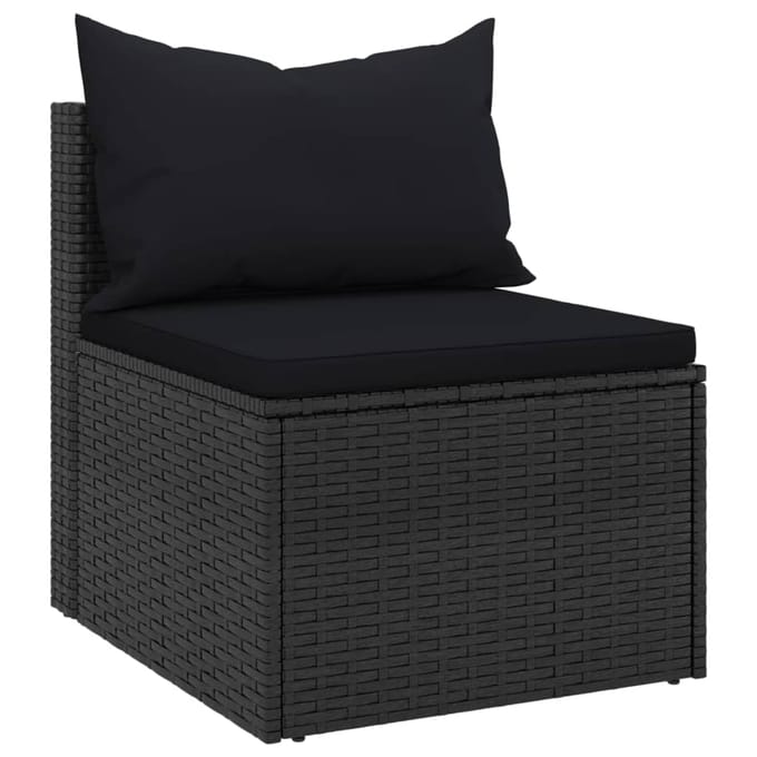 vidaXL - Tuinmiddenbanken - met - kussens - 2 - st - poly - rattan - zwart