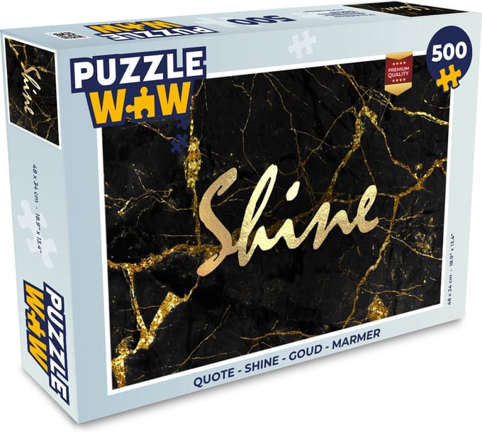 Puzzel Quote - Shine - Goud - Marmer print - Legpuzzel - Puzzel 500 stukjes