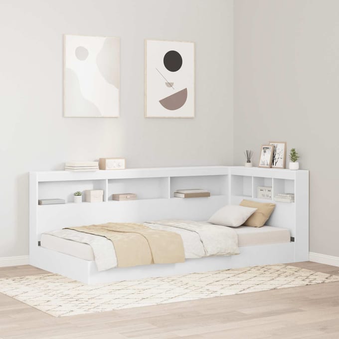 vidaXL - Opberghoofdbord - Wit - 90 - cm - Bewerkt - hout