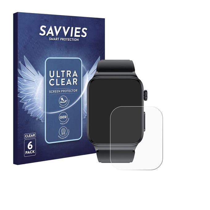 Savvies - Screenprotector voor andoer Smartwatch 1.85" - Folie Beschermfolie transparant 6 Stuks