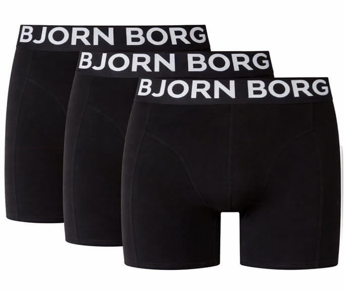 Björn Borg Cotton Stretch boxers - heren boxers normale lengte (3-pack) - zwart