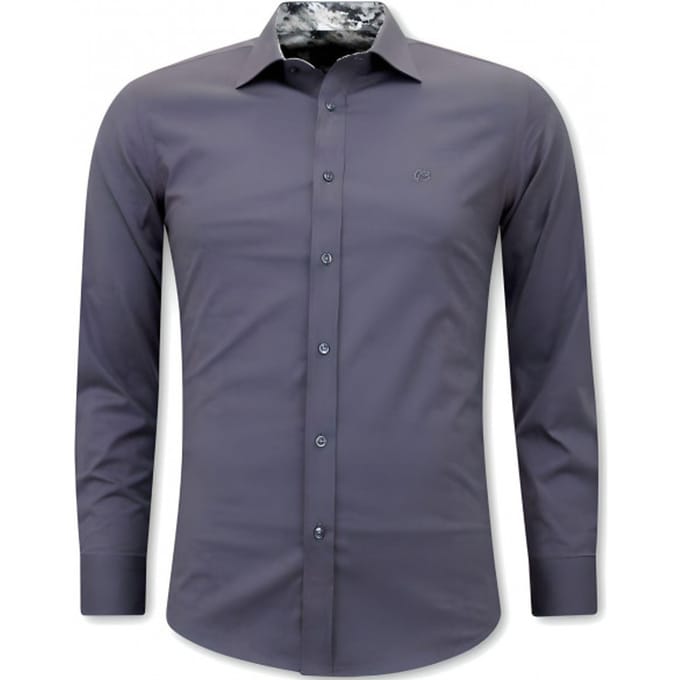 Bijzondere Heren Overhemden - Blanco Blouse - 3042 - Grijs