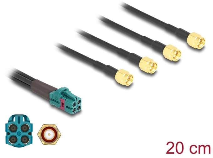 Delock Cable Mini FAKRA Z jack quad to 4 x SMA plug B-Type