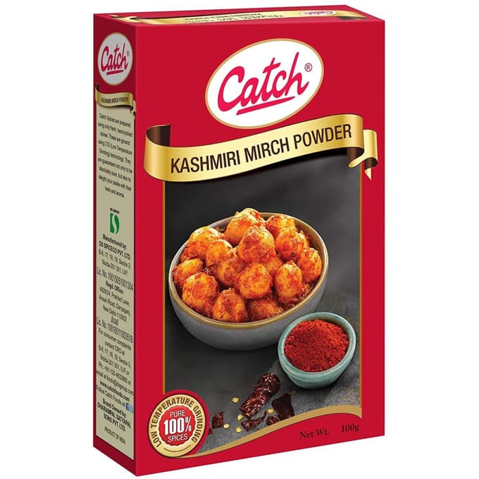 Kashmiri rode peperpoeder (100 gr), Kashmiri Mirch-poeder, vangst beige