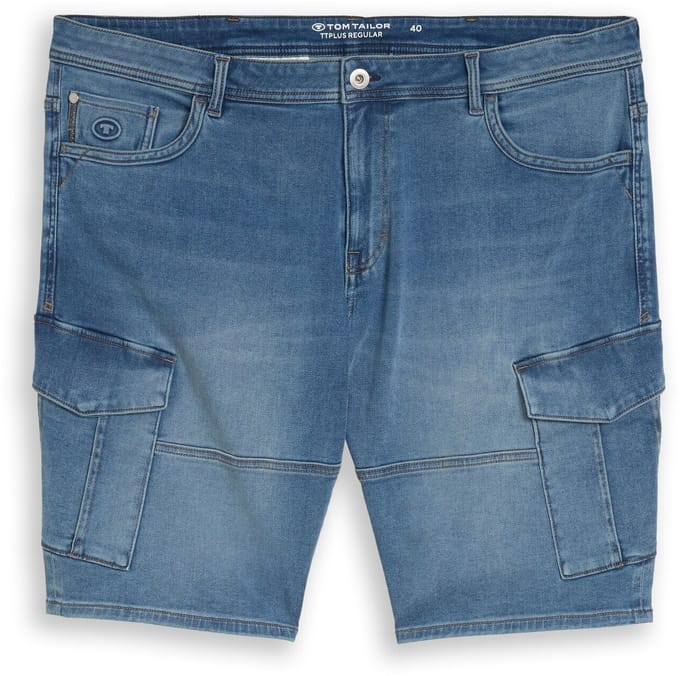 Tom Tailor - Plus Size - Cargo jeansshorts - Maat 42 - Used Mid Stone Blue Denim