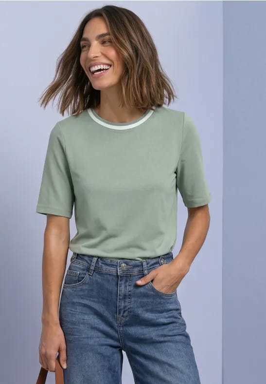 Shirt met ronde hals en contrasterende details