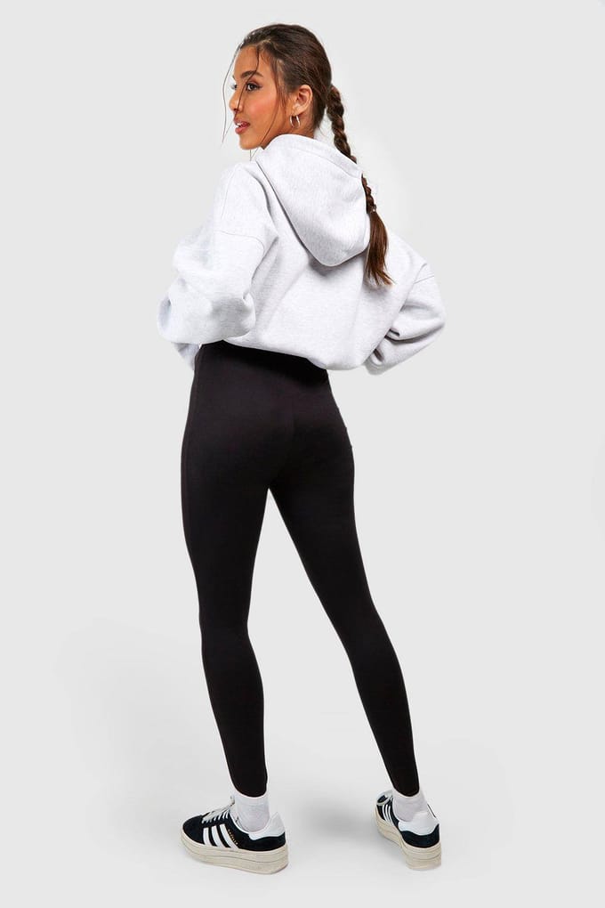boohoo Dames Basics 2-Pack Hooggetailleerde Core Jersey Leggings | Zwart | Maat: 34