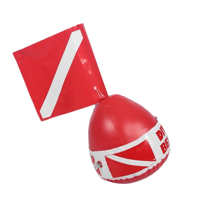 Marqueur de Surface de Plongée en PVC Flotteur de Signal Gonflable Bouée de Plongée Balle avec Drapeau red