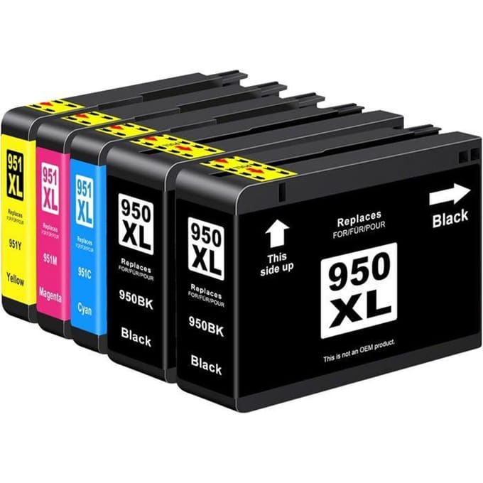 Cartouches d'Impression - 1001 PILES BATTERIES - 950/951XL - Pack de 5 - Haut Rendement - Compatible HP