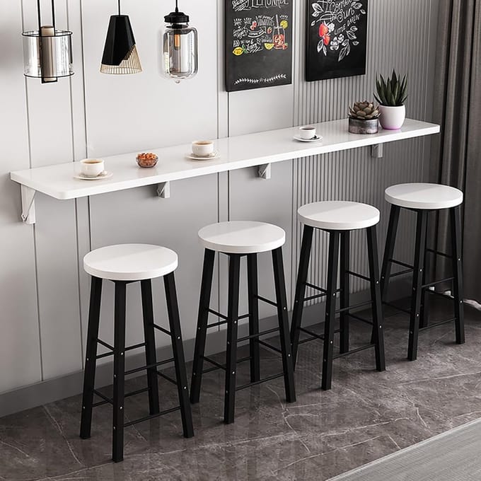 Klaptafel Hout - Wandmontage Tafel - Ruimte Besparen - Sterke Constructie - Wit