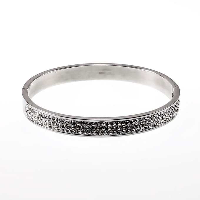 Bangle Dames - Stalen Zilverkleur - Armband met Kristal
