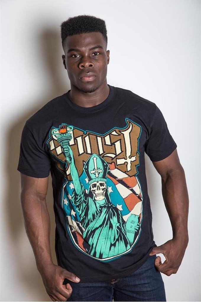 Ghost Heren Tshirt -S- Statue Of Liberty Zwart