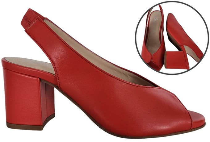 Stravers - Slingback Pumps met blokhak maat 44 Rood Grote Maten Slingback Hakken