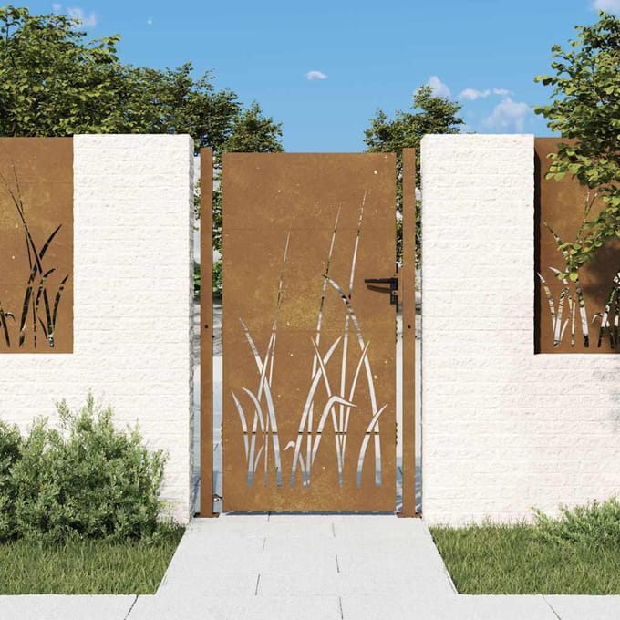 vidaXL - Poort - 100x175 - cm - grasontwerp - cortenstaal