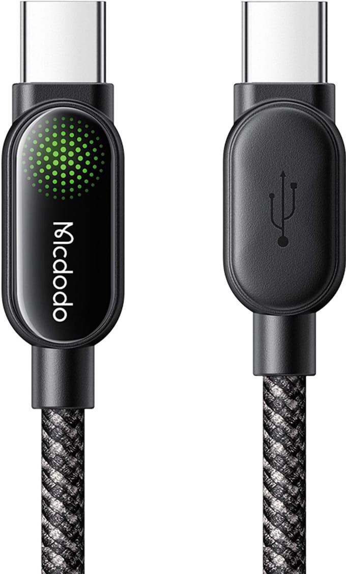 Mcdodo - 100W PD Snellader USB C naar USB C Kabel - 1.2m met Ambient Light - Zwart