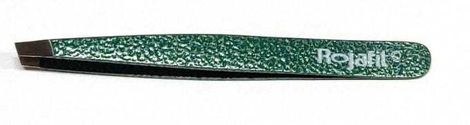 Rojafit Epilators Professionele Pincet schuin 9,5 cm-Hamerslag-fijn-Zilver/Groen