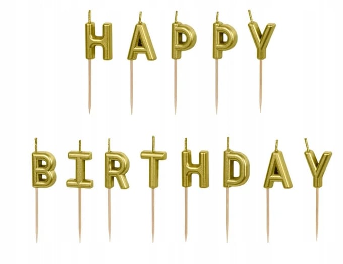 Gouden 'Happy Birthday' Strik, 2,5 cm, 13 st