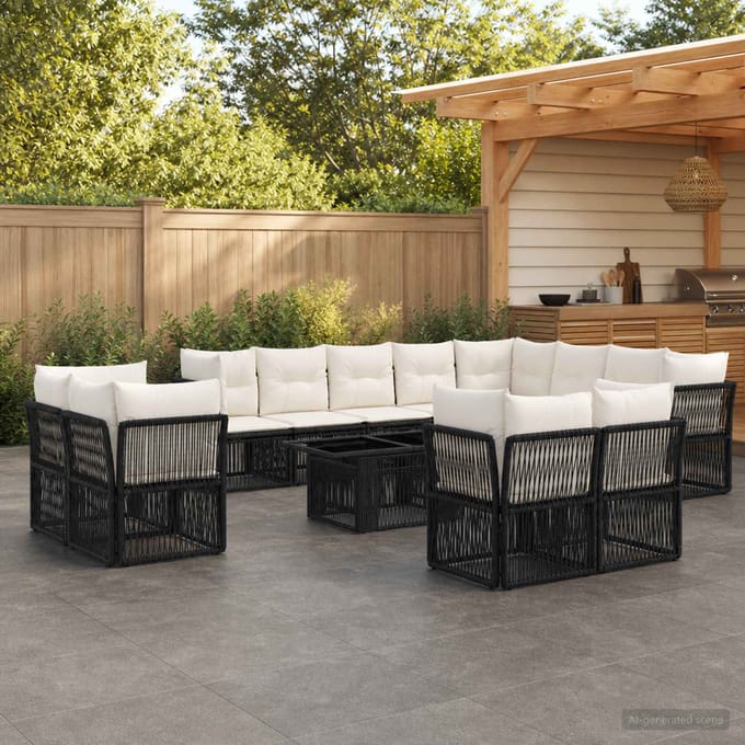 vidaXL - Tuinbank - Set - 13 - st - poly - rattan