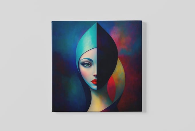 Vierkant Canvas Schilderij - Portret - Abstract - 60x60x2 cm