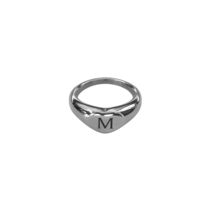 Ring Hart met Initiaal Zilver, USA 7 / NL 17.3 (54mm)
