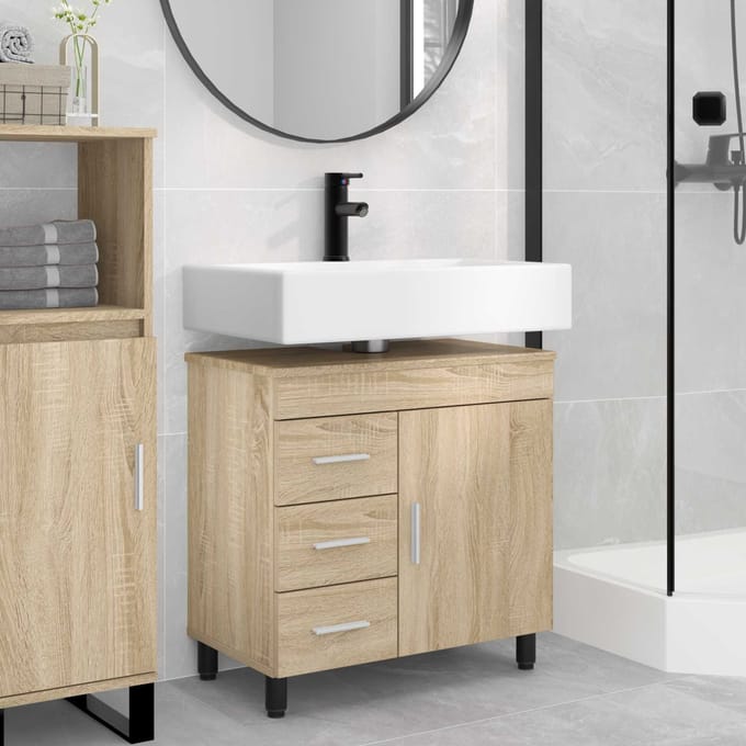 vidaXL - Badkamer - vaniteitsunit - Sonoma - Eiken - 60 - x - 35 - x - 60 - cm